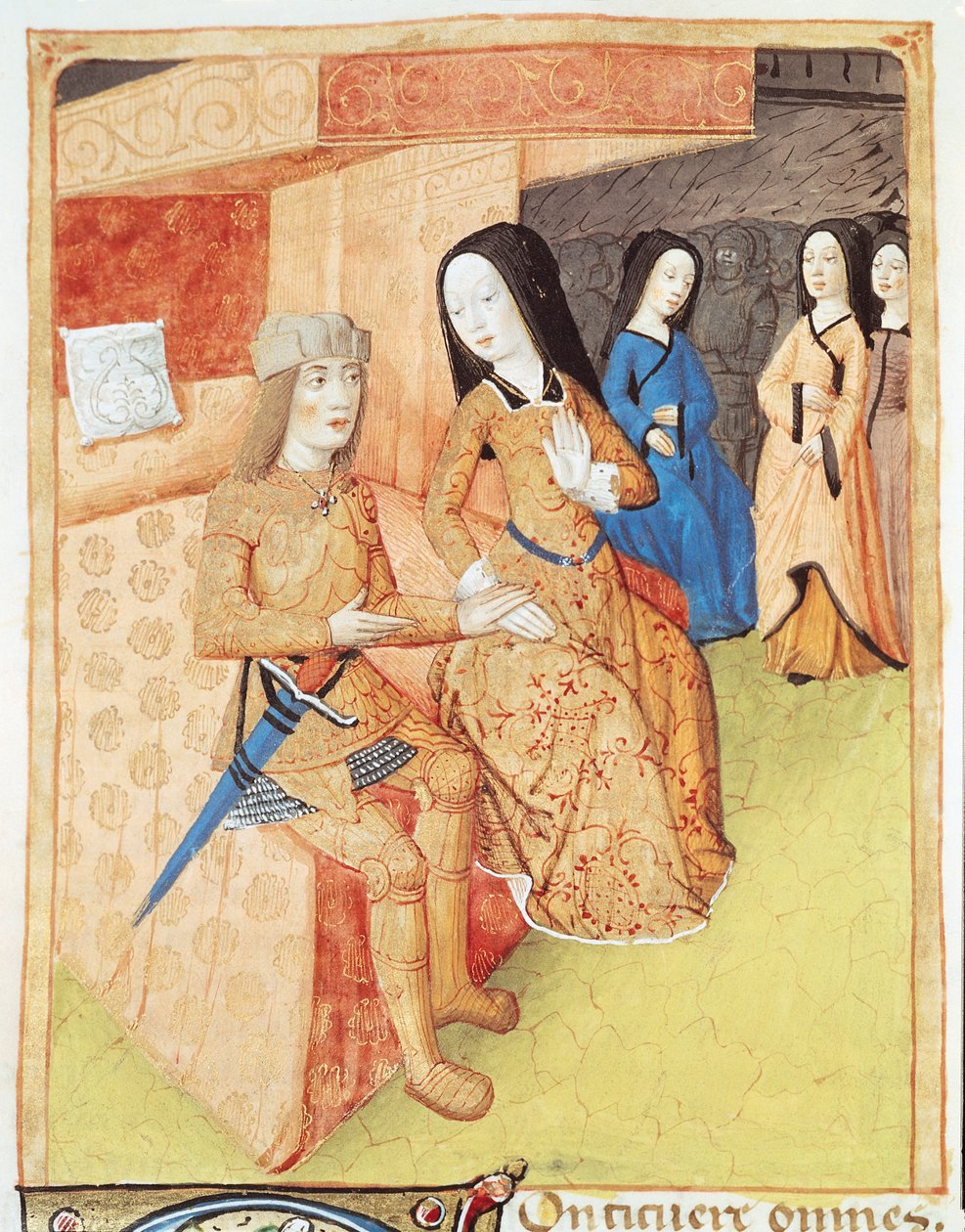 Ms 493 f.74v Eneasz i Dydona, z dzieł Wergiliusza (70-19 pne) 1469 autorstwa French School