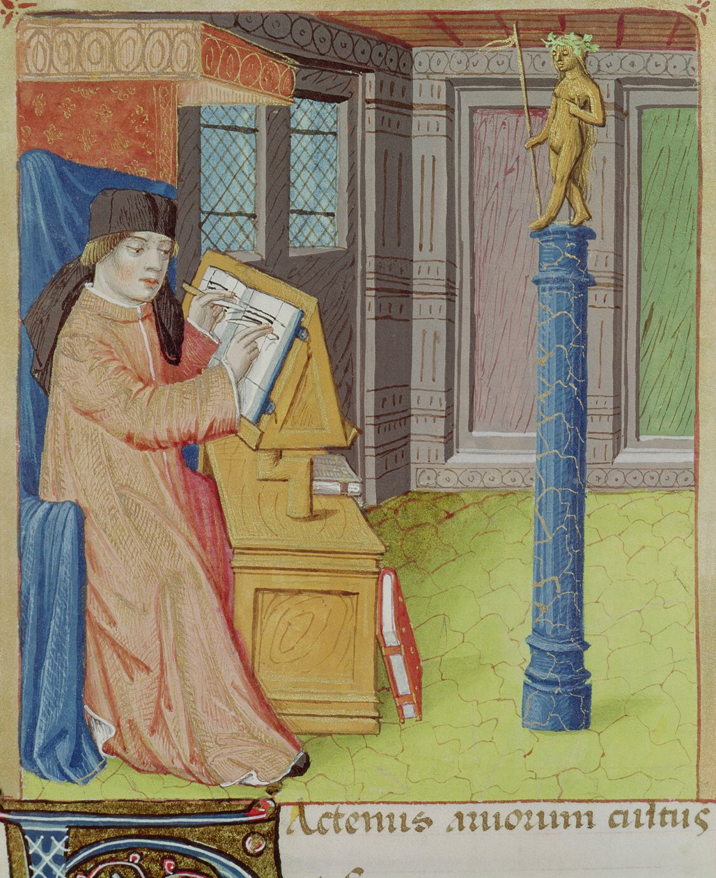 Ms 493 fol.29r Wergiliusz pisany przed Artemidą, z Georgik Wergiliusza (70-19 pne) z komentarzem Serwiusza, 1469 autorstwa French School