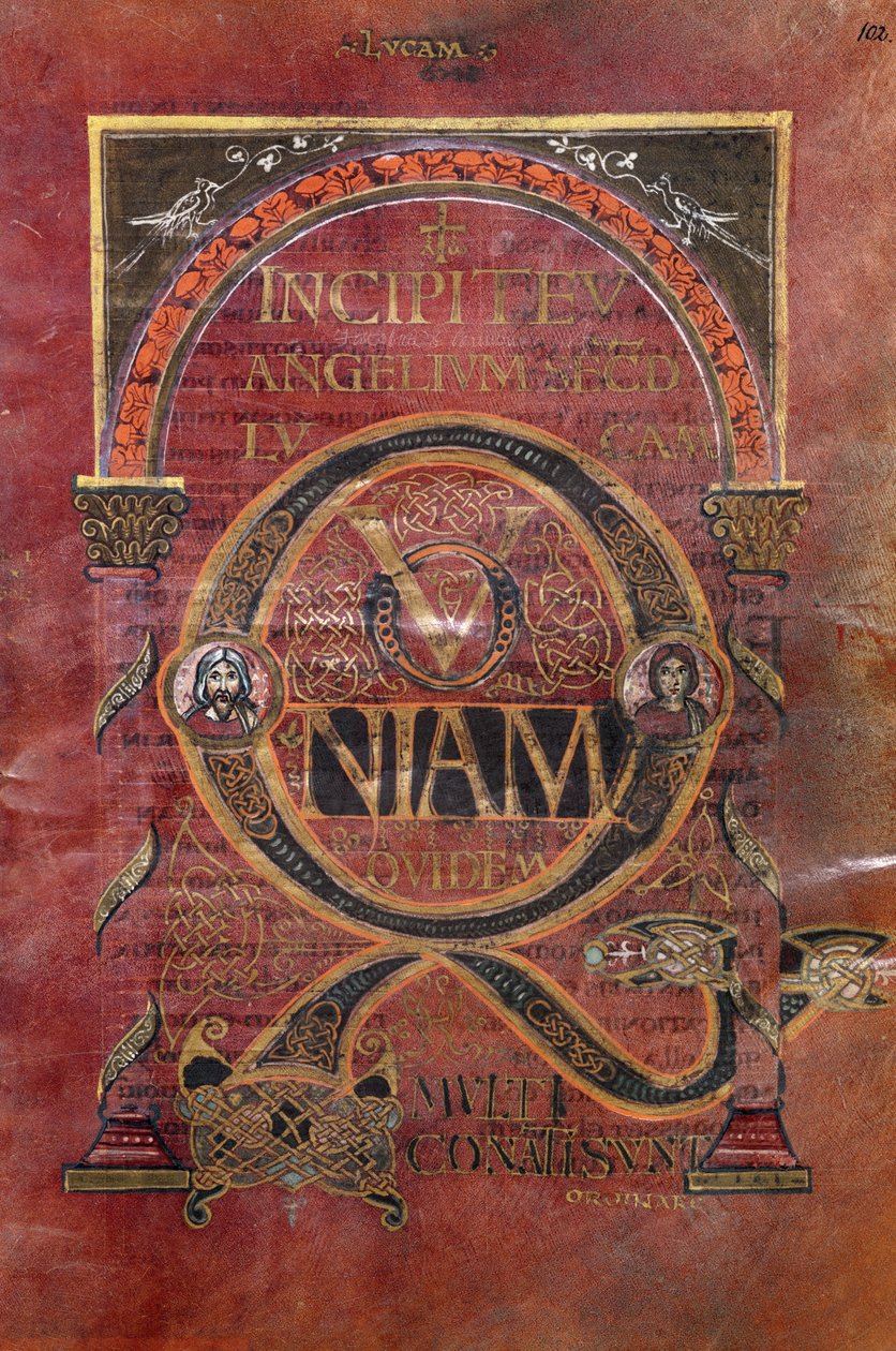 Ms 4 fol.102v Prolog Ewangelii św. Łukasza, z Ewangelii św. Riquiera, ok.800 autorstwa French School