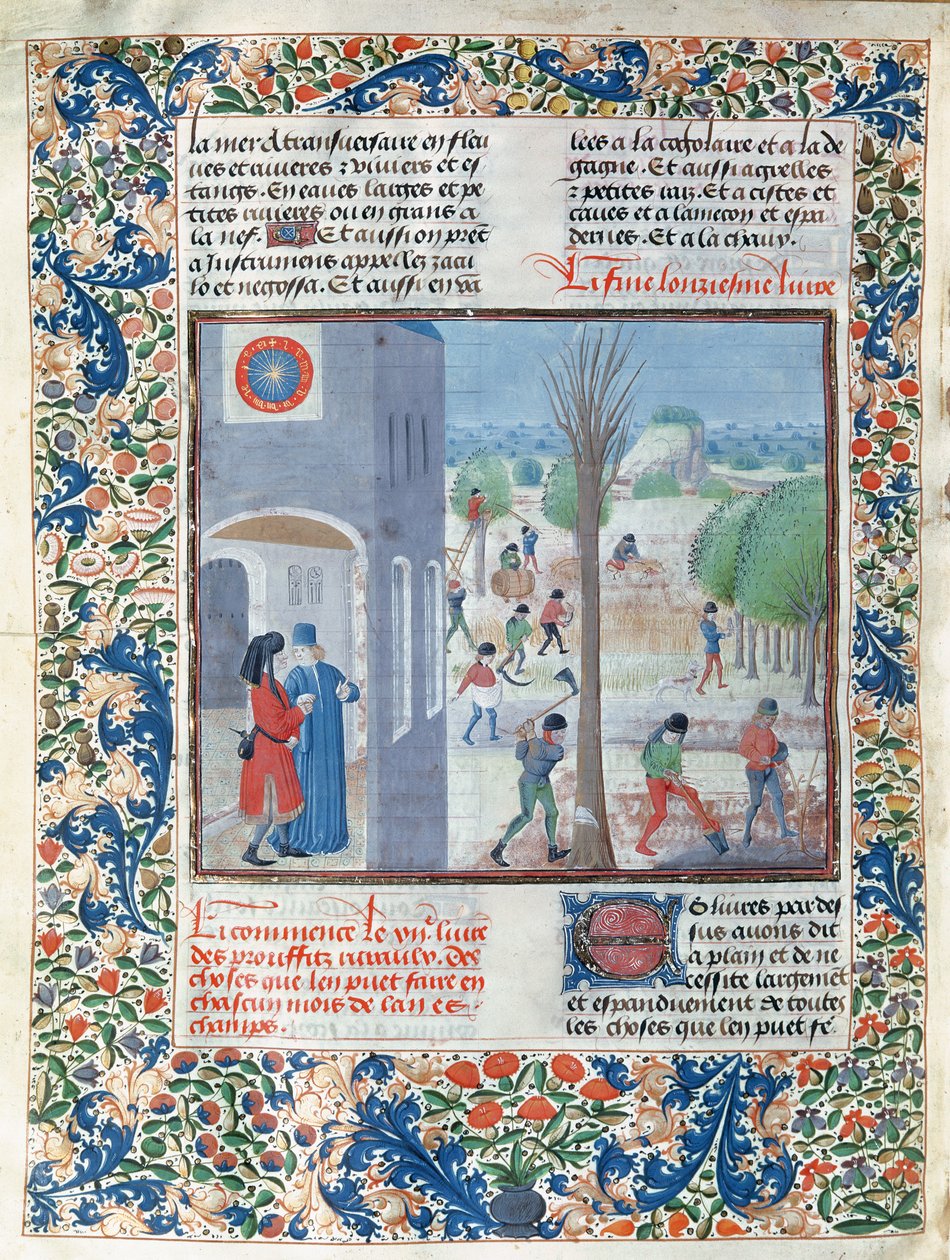 Ms 5064 f.299v Zawody dla każdego miesiąca roku, ilustracja z Le Livre des Prouffitz Champestres autorstwa Pietro de Crescenzi (1230-132021) autorstwa French School