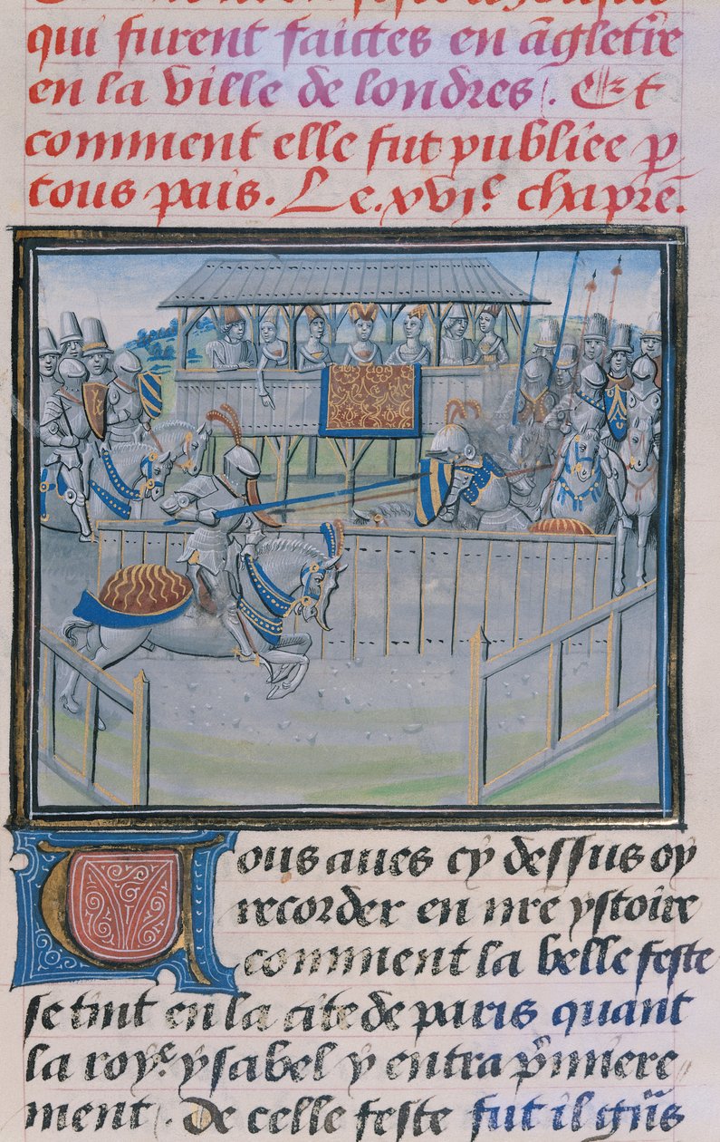 Ms 5190 f.88 Turniej w Londynie: Potyczki, z Froissarts Chronicles autorstwa French School