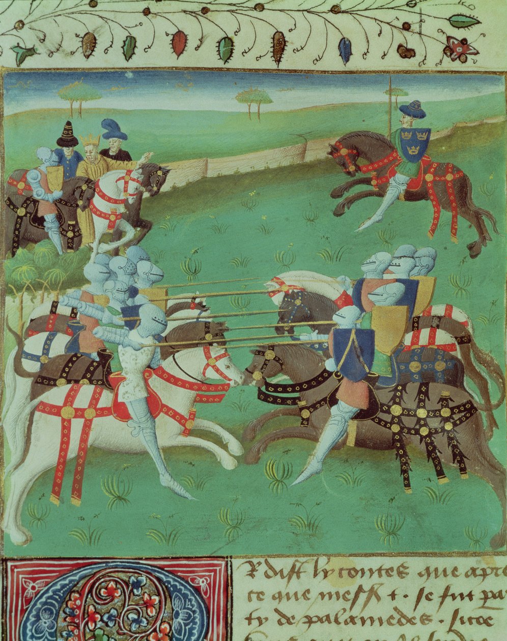 Ms 527 f.5v Nauczanie rycerzy do potyczki, z Roman du Saint Graal autorstwa French School
