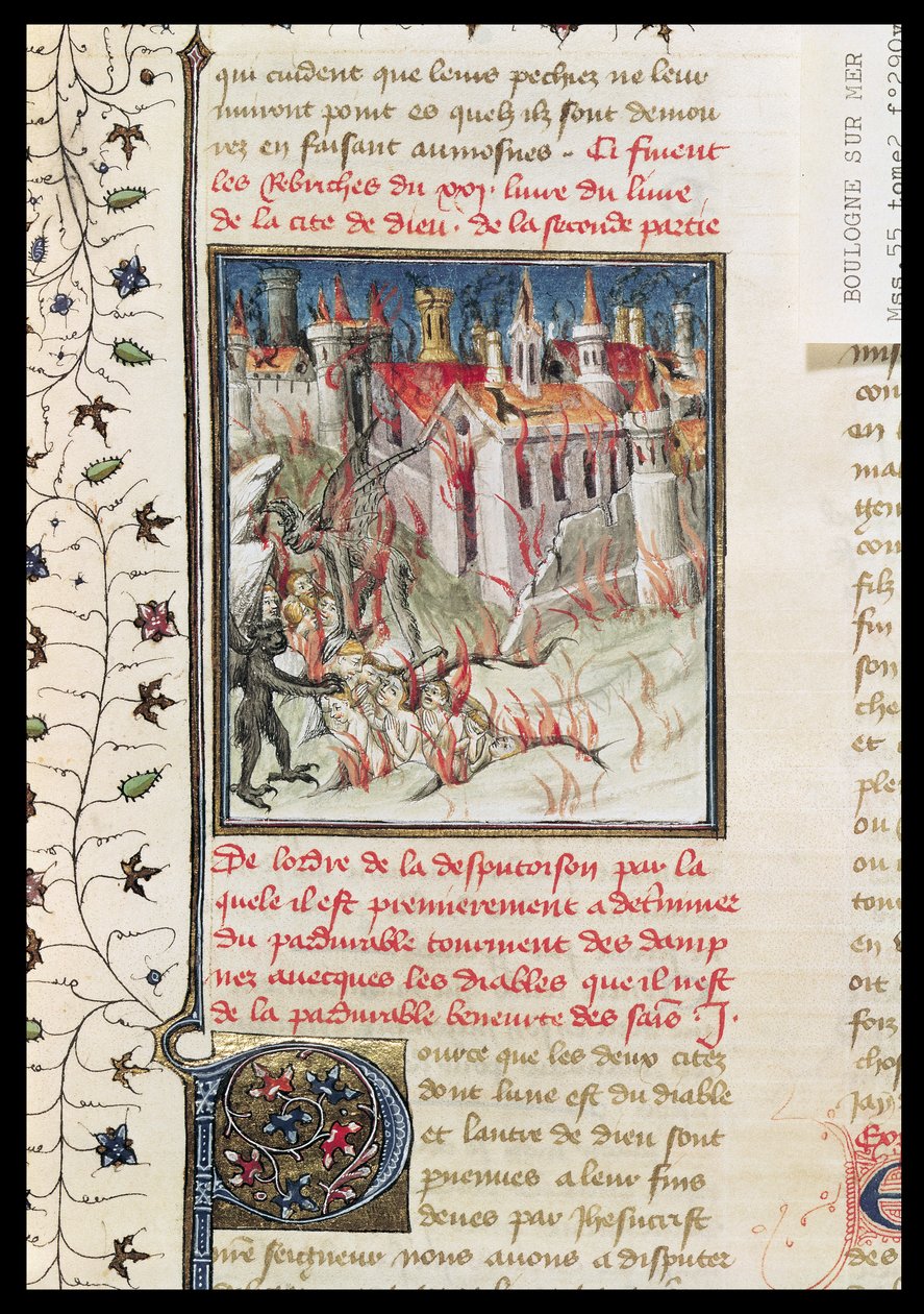 Ms 55 t.2 fol.290v Hell, z De Civitate Dei św. Augustyna z Hippony (354-430), przekład Raoula de Presles, ok. 1400-50 autorstwa French School