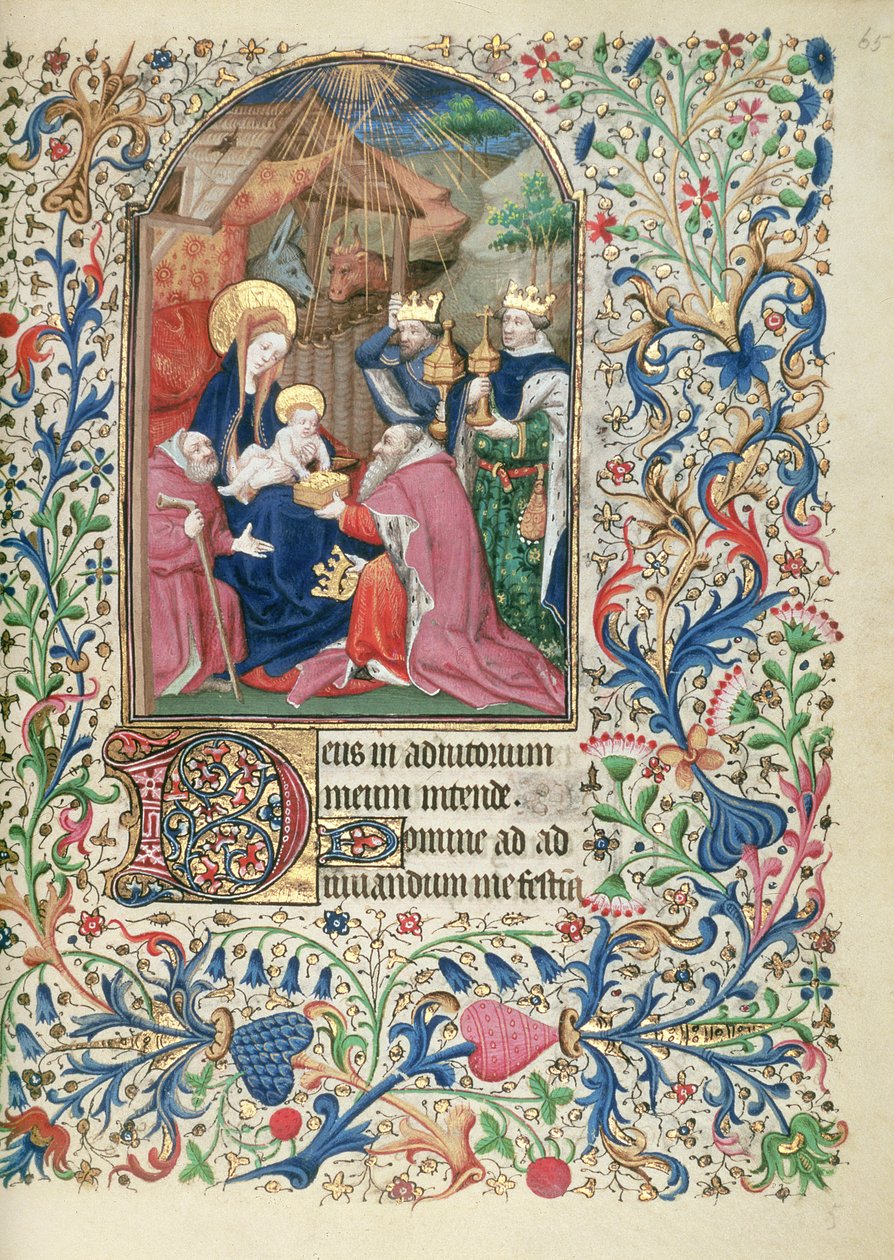 Ms 63 f.65r Adoracja Trzech Króli, z Księgi Godzin, ok.1460 autorstwa French School