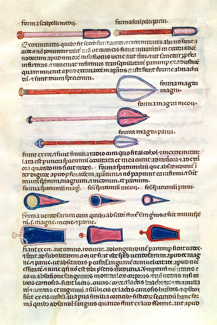 Ms 89 Ter fol.122v Instrumenty chirurgiczne z traktatu Abula Qasima Kalafa ibn al-Abbas al Zahrawi (Albucasis) autorstwa French School