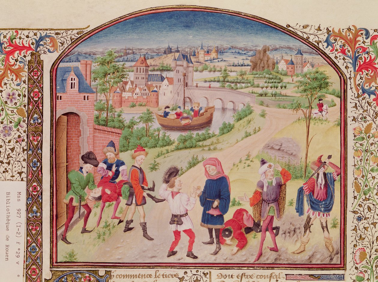 Ms 927 Fol.29v Odwaga i tchórzostwo, z Etyki, Polityki i Ekonomii Arystotelesa (384-322 pne) autorstwa French School