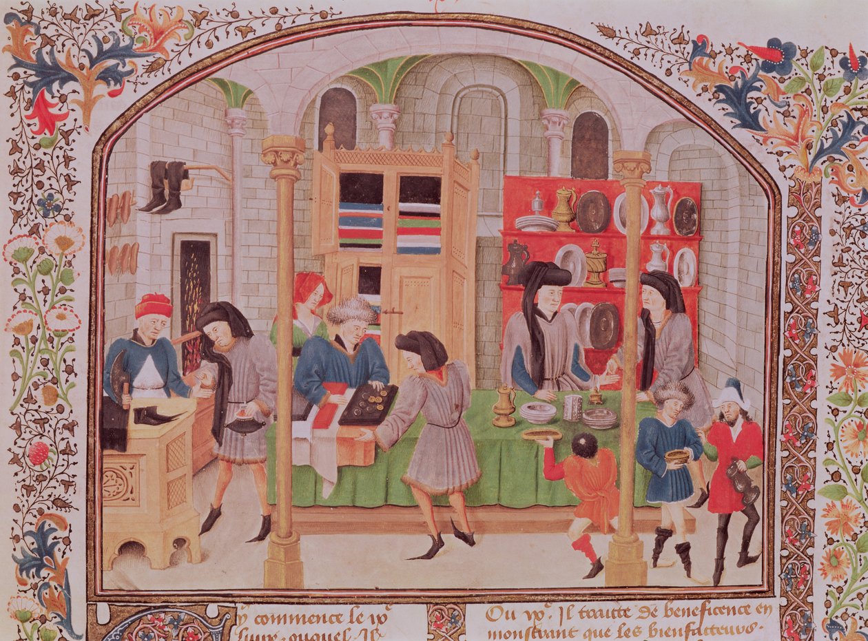 Ms 927 f.145r Mennica, z „Etyki, polityki, ekonomii” Arystotelesa, z przekładu na język francuski Mikołaja Oreme autorstwa French School