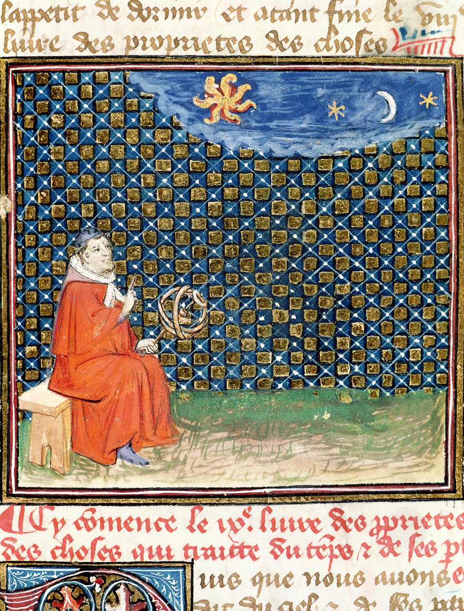 Ms 993 fol.114 Properties of the Sky, z Le Livre des Proprietes des Choses Jeana Cordichona autorstwa French School