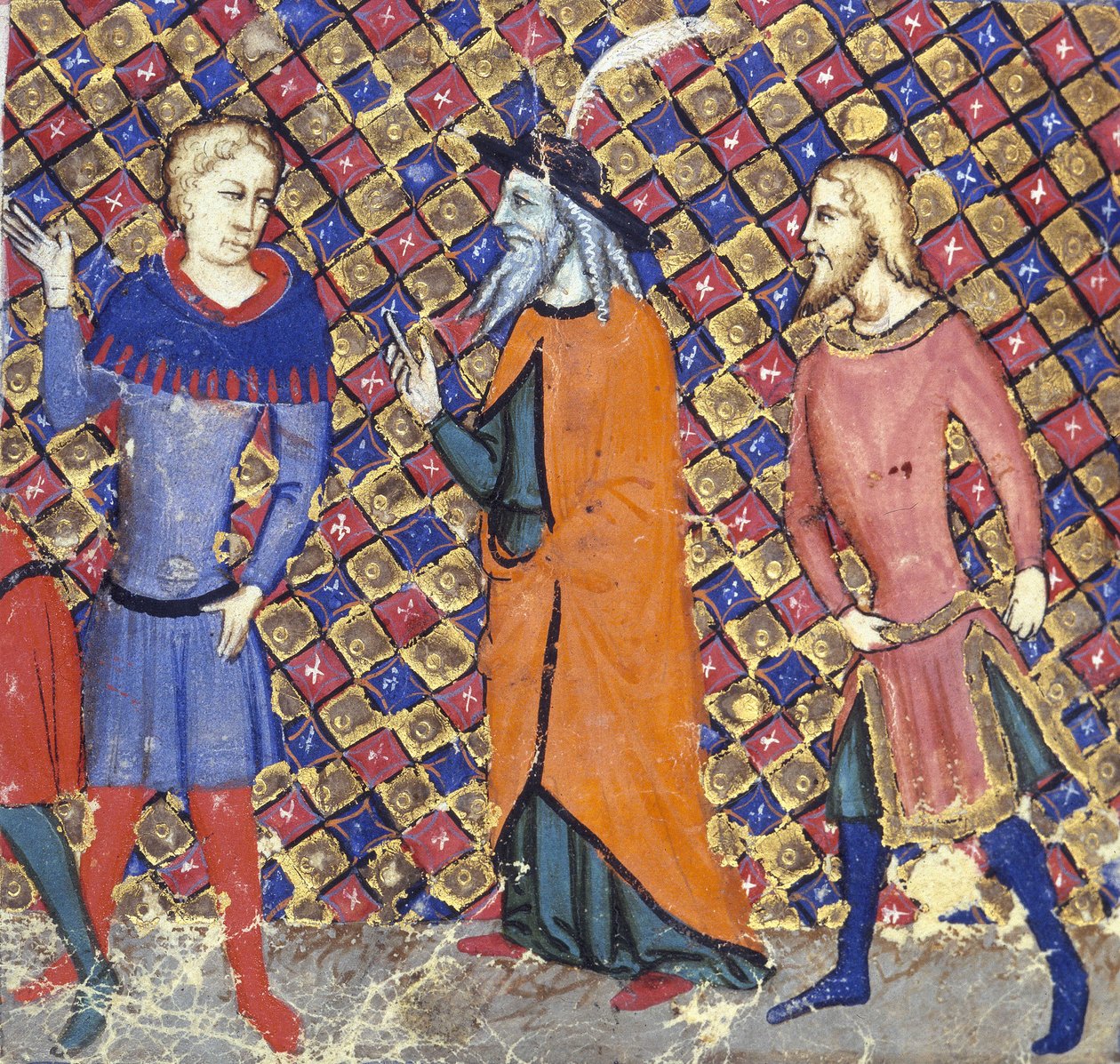 Pani Add 12228 Merlin z dwoma towarzyszami, ilustracja z „Meliadusa lub Guiron le Courtois” autorstwa Hélie de Boron autorstwa French School
