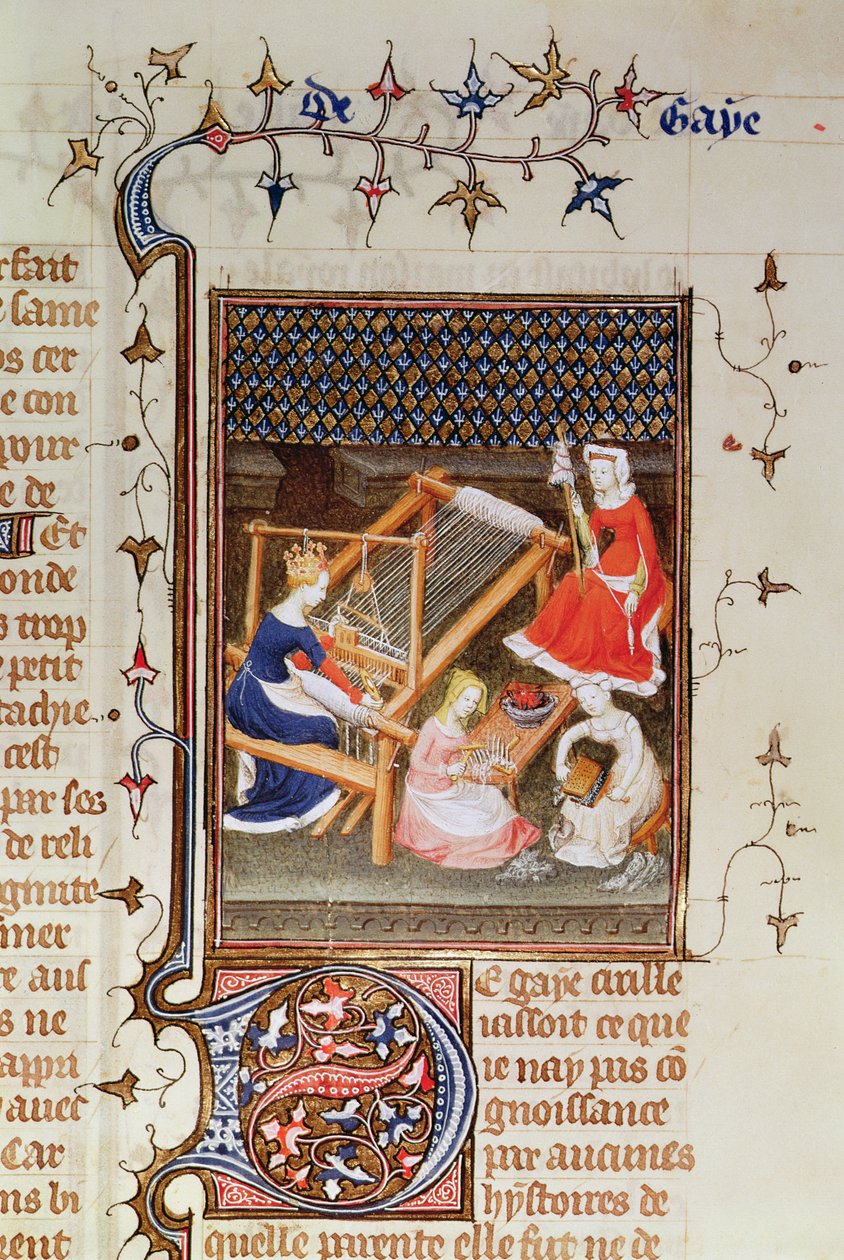 Ms Fr 12420 fol.71 Tkanie Tanaquil, z „De Claris Mulieribus, z Dzieł Giovanniego Boccaccio, 1402 autorstwa French School