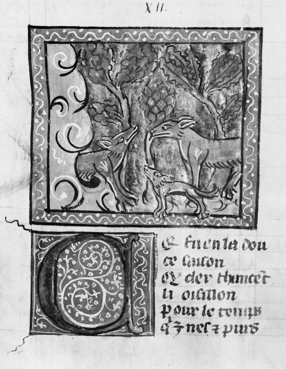 Pani Fr 1580 Lis, wilk i pies, z Le Roman de Renart autorstwa French School