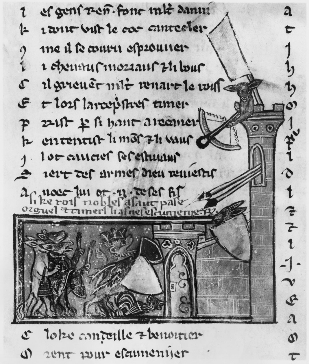 Pani Fr 1580 lub 1581 Atak na zamek, z Roman de Renart autorstwa French School