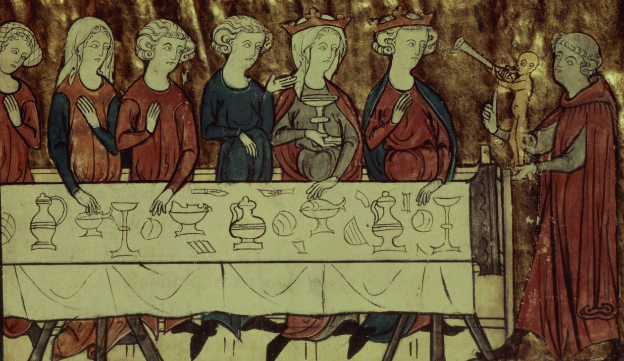 Pani ks. 1633 f.4 Urodziny Nubiena, króla Armenii, z Le Conte de Meliacin autorstwa Girardina dAmiensa autorstwa French School