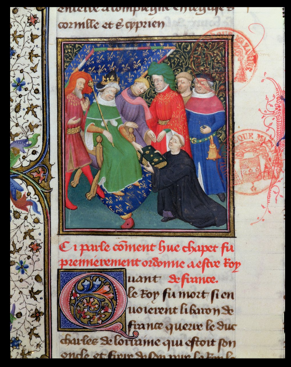Pani Fr 2029 fol.30v. Hugues I Capet (941-996), król z kapeluszem autorstwa French School