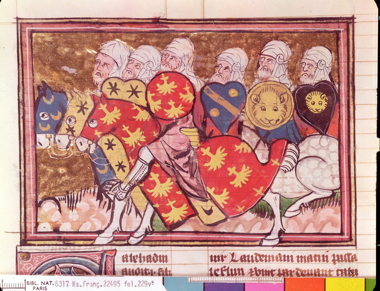 Pani Fr 22495 Fol.229 Armii Saladynów, z Le Roman de Godefroi de Bouillon, 1337 autorstwa French School