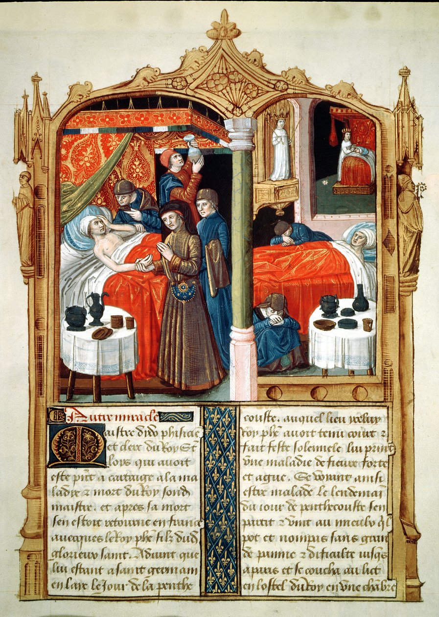 Ms Fr 2829 fol.90 Cuda przy grobie św. Ludwika, z Le Livre des Faiz de Monseigneur Saint Louis autorstwa French School