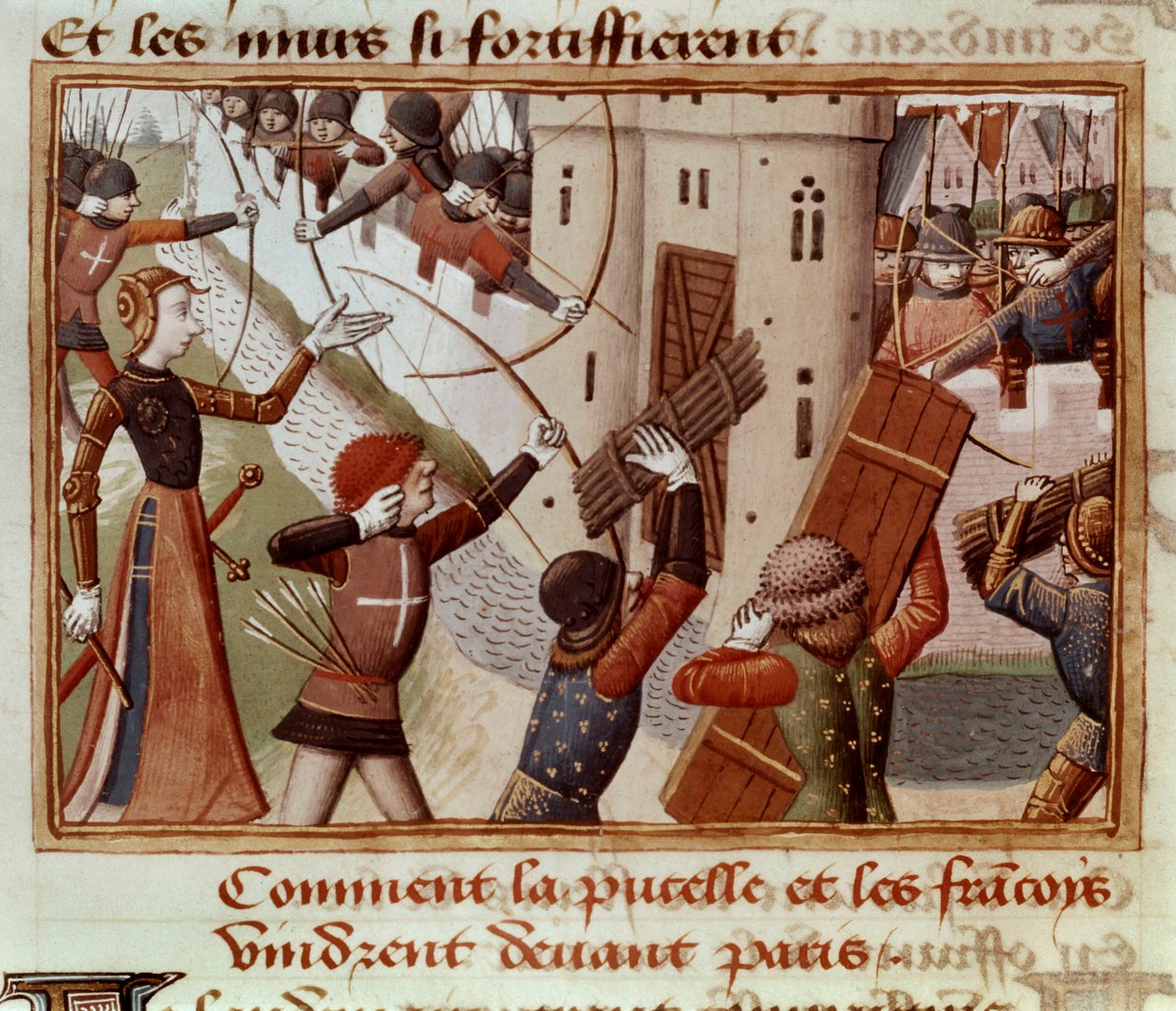 Pani Fr 5054 f.66v Oblężenie Paryża, październik 1428, „Les Vigiles de Charles VII” autorstwa French School