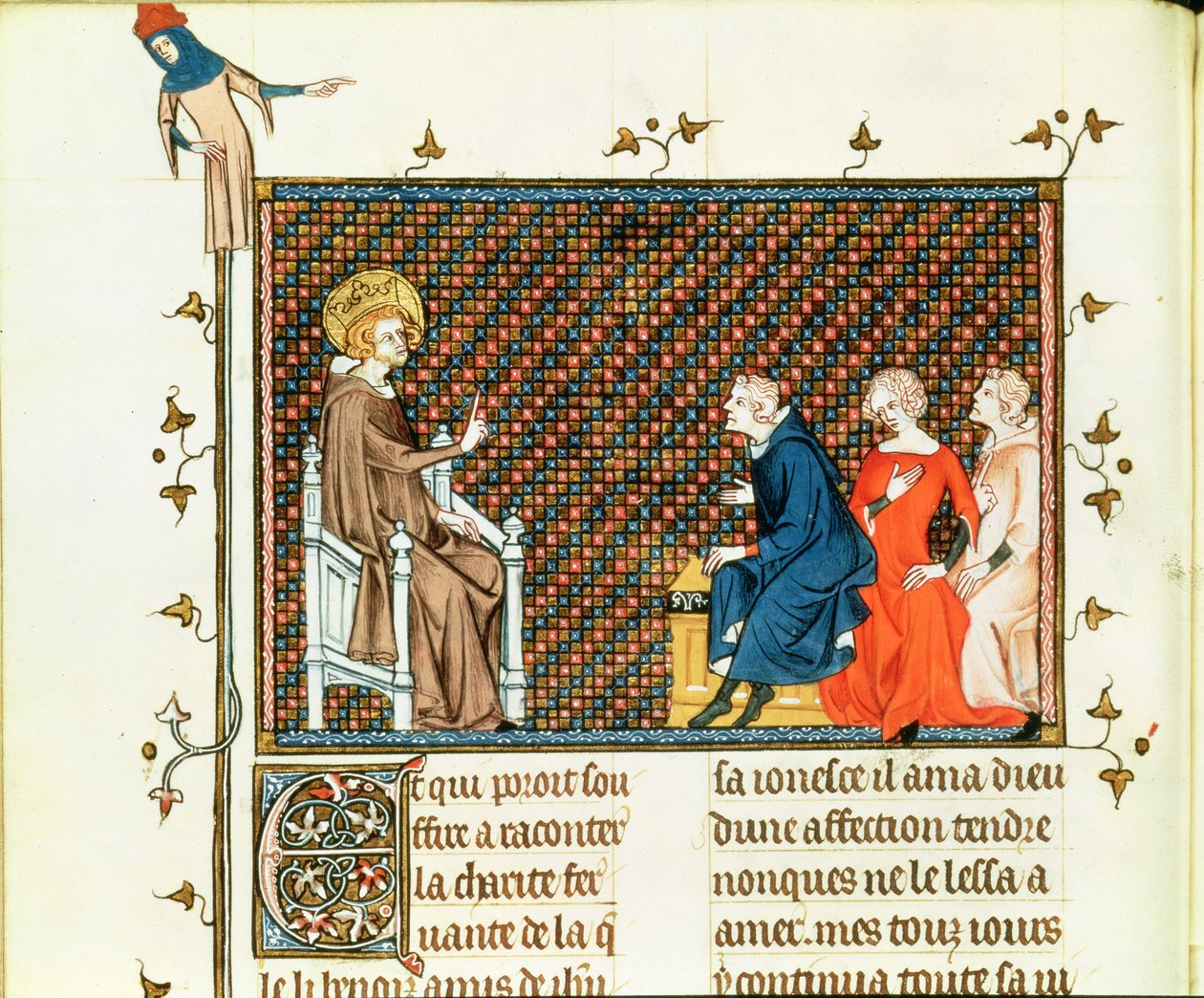 Pani ks. 5716 fol.44 St. Louis nauczający swoje dzieci, z Life and Miracles of St. Louis, c.1330-40 autorstwa French School