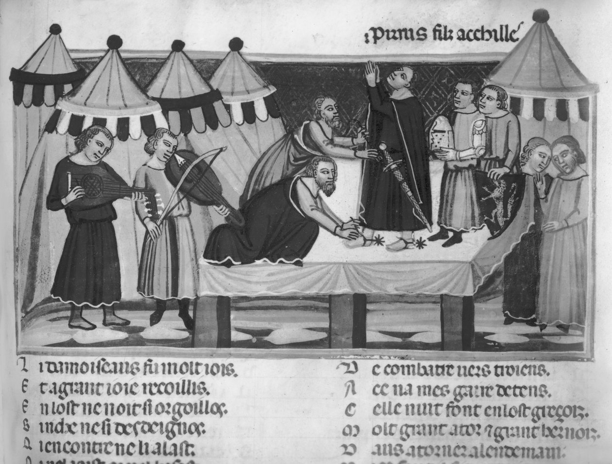 Pani Fr 782 f.16 Uzbrojenie rycerza, z Roman de Troie, XIII-XIV w. autorstwa French School