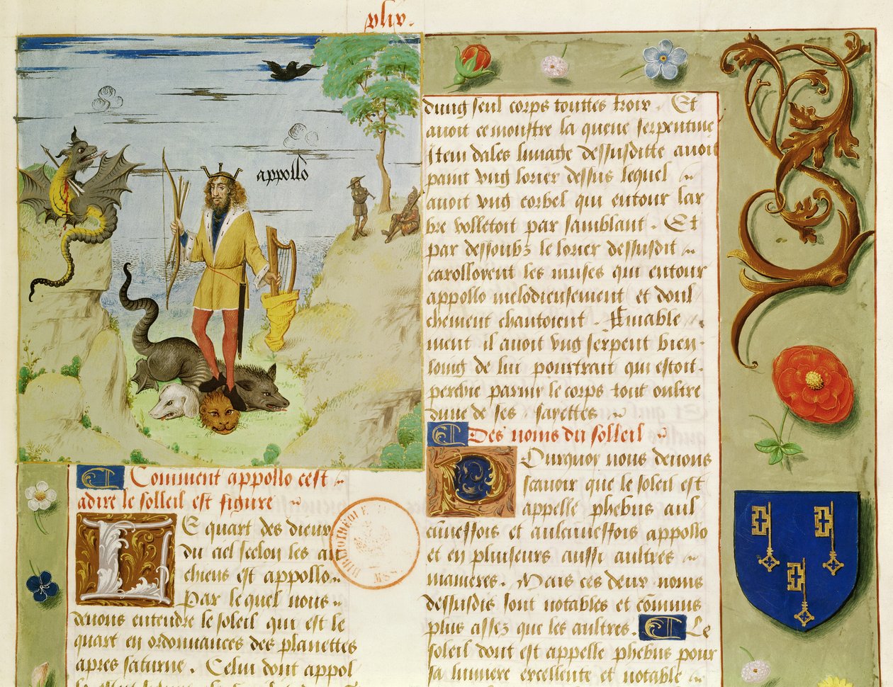 Pani Fr 9197 Fol.49 Apollo zabija Pytona, z Livre des Eschecs DAmour autorstwa French School