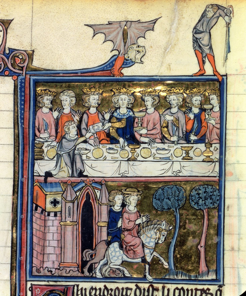 Pani Fr 95 f.326 Król Artur i jego Rycerze przy Stole, z Histoire de Merlin, c.1280-90 autorstwa French School