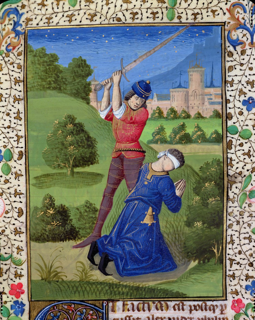 Ms H 7r Ścięcie Aleksandra I Balasa, z Biblii Jana XXII autorstwa French School