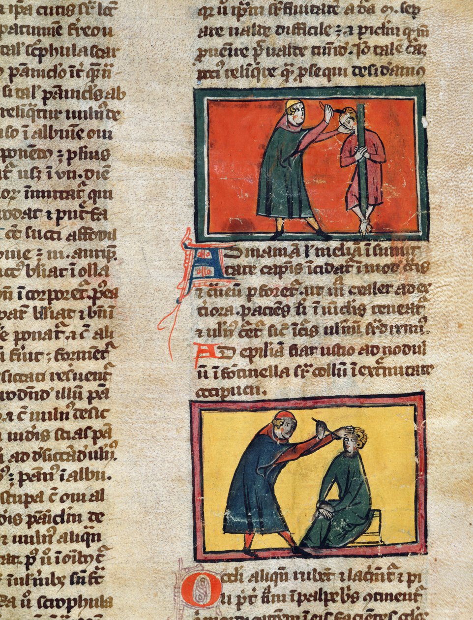 Pani H 89 fol.3 Lekarze leczący chorych, z wydania Księgi Chirurgii Rogiera de Salerne autorstwa French School