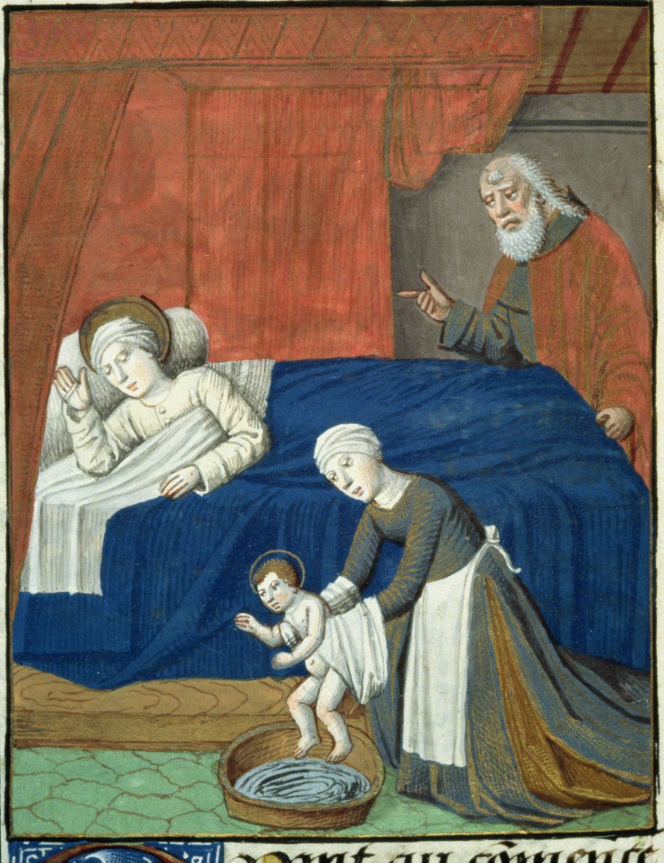 Pani Hunter 36 f.10v Narodzenia Najświętszej Maryi Panny, z Vita Christi, Ludolf z Saksonii, c.1300-7778 autorstwa French School