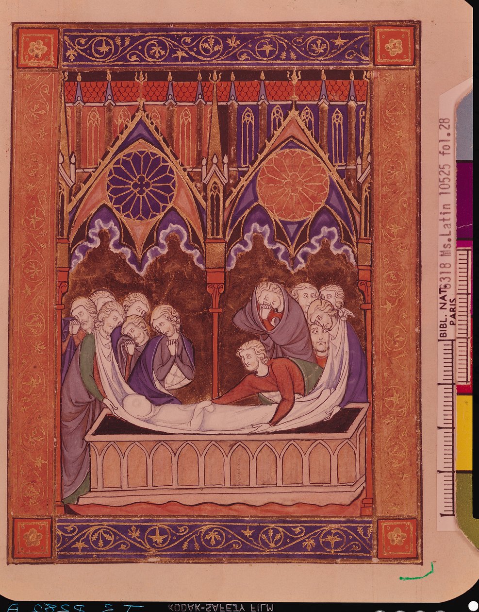 Ms Lat 10525 Fol.28 Pogrzeb Jakuba w Kanaanie, z Psałterza św. Ludwika, ok. 1258-70 autorstwa French School