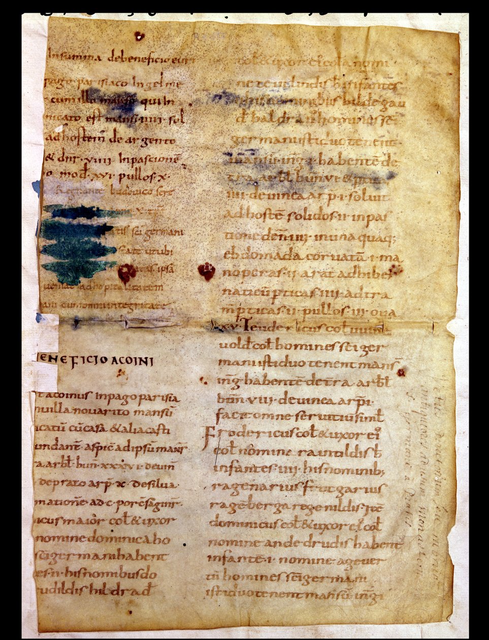 Pani Lat 12832 Fol.A Inwentarz własności karolińskich, z poliptyku opata Irminona z Saint-Germain-des-Pres autorstwa French School