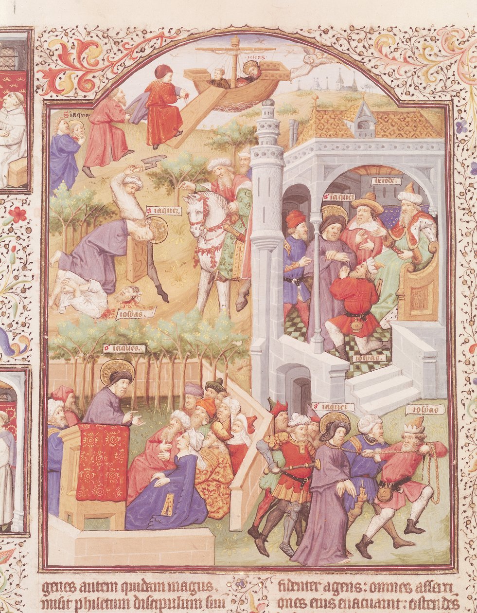 Ms Lat 17294 Fol. 515v Sceny z życia św. Jakuba Wielkiego (zm. 44) z Brewiarza księcia Bedford, ok. 1424-35 autorstwa French School