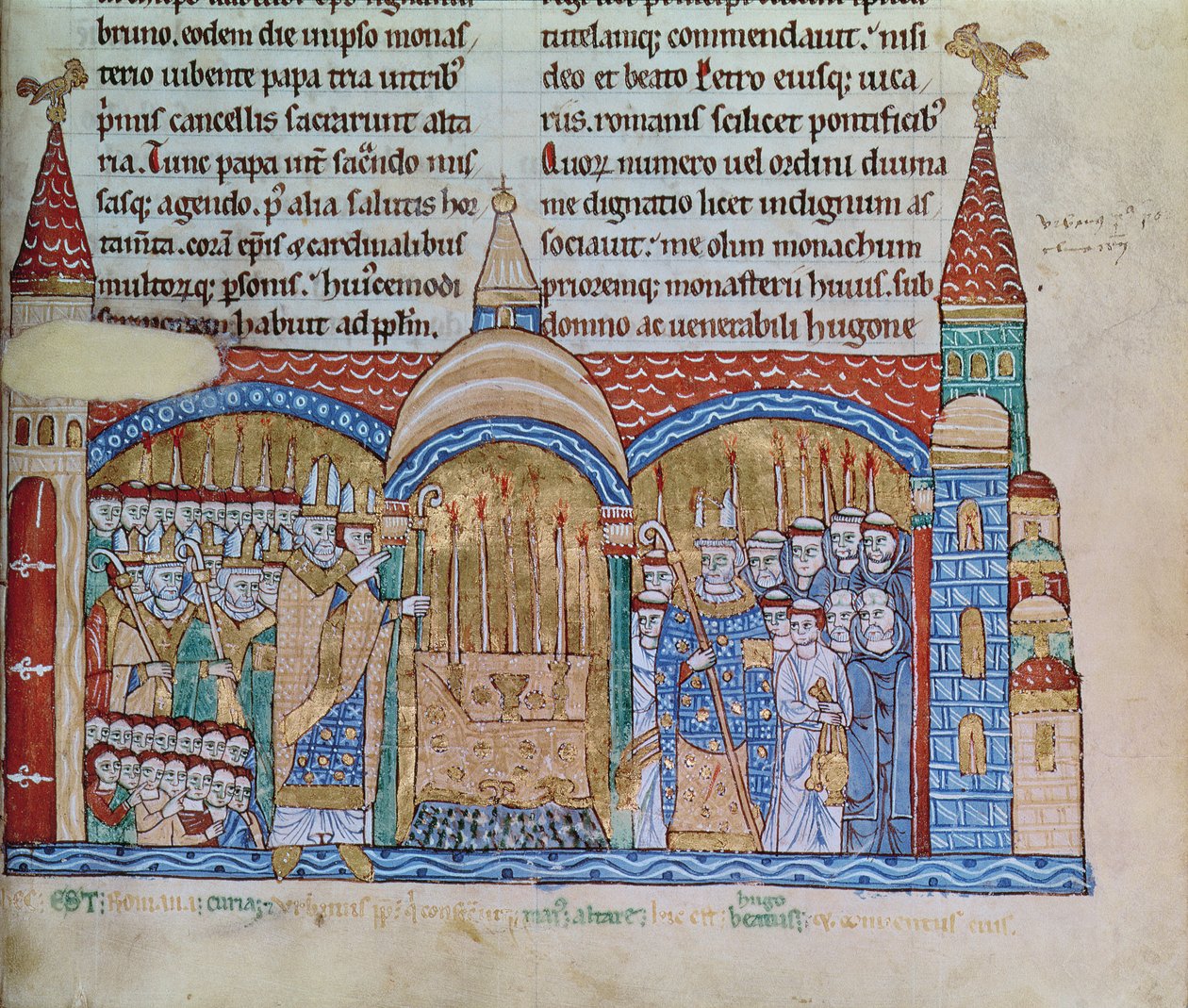 Ms Lat 17716 fol.91 Konsekracja kościoła w Cluny przez papieża Urbana II (1042-99) w listopadzie 1095 autorstwa French School