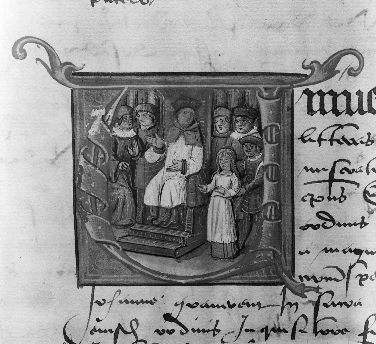 Pani Lat 5969 Historyczny inicjał A przedstawiający proces Joanny d