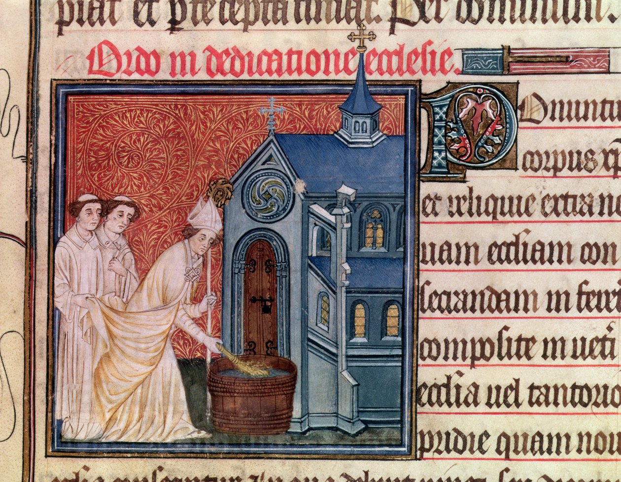 Ms Latin 962 Fol.63 Biskup Konsekracja kościoła, od Papieża Sens autorstwa French School
