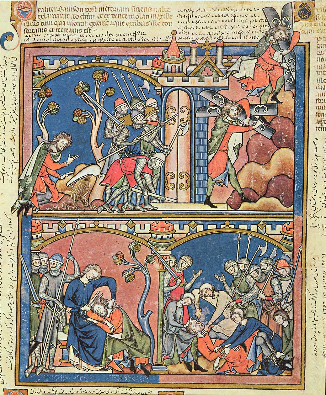Ms M 638 fol.15r Samson i Dalilah, z Morgan Picture Bible, c.1244-54 autorstwa French School