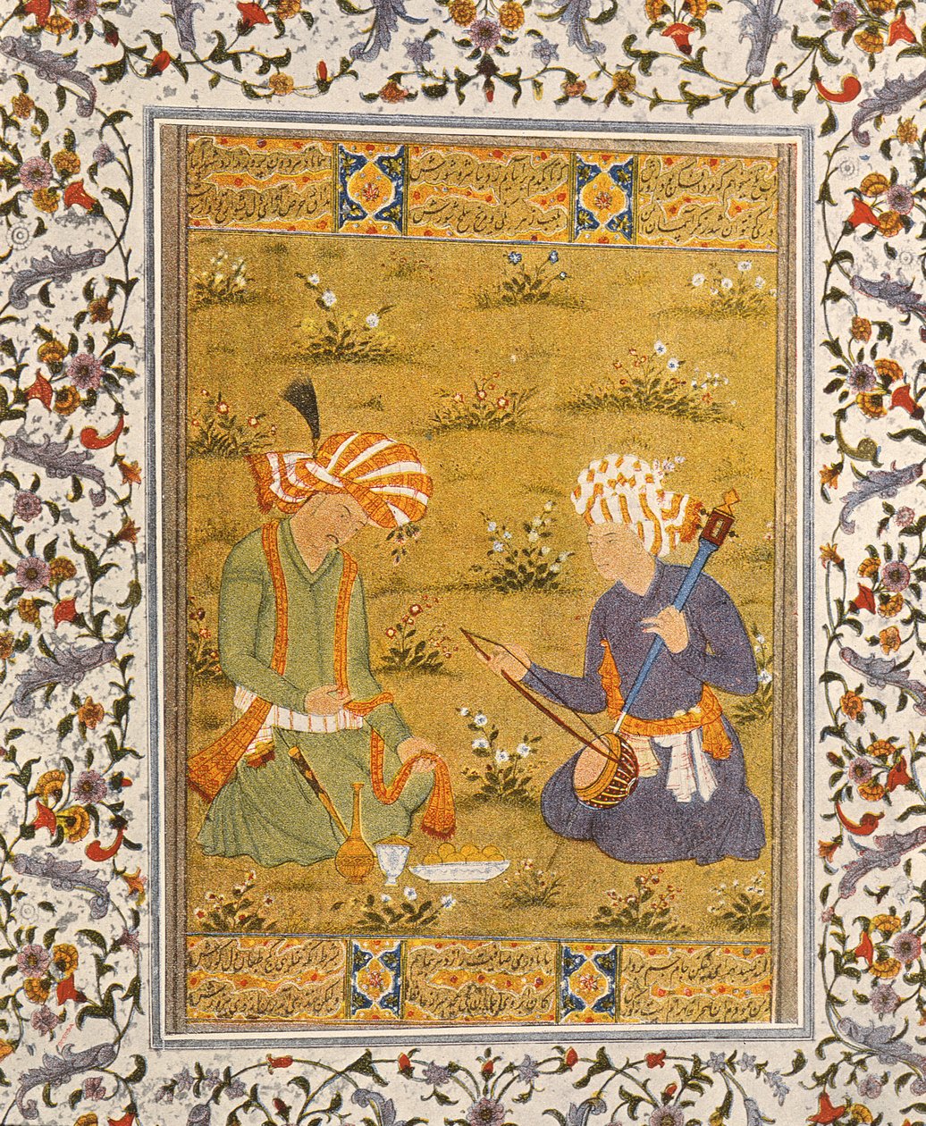 Muzyk, ilustracja do The Arabian Nights, 1895 (kolor grawerowany) autorstwa French School