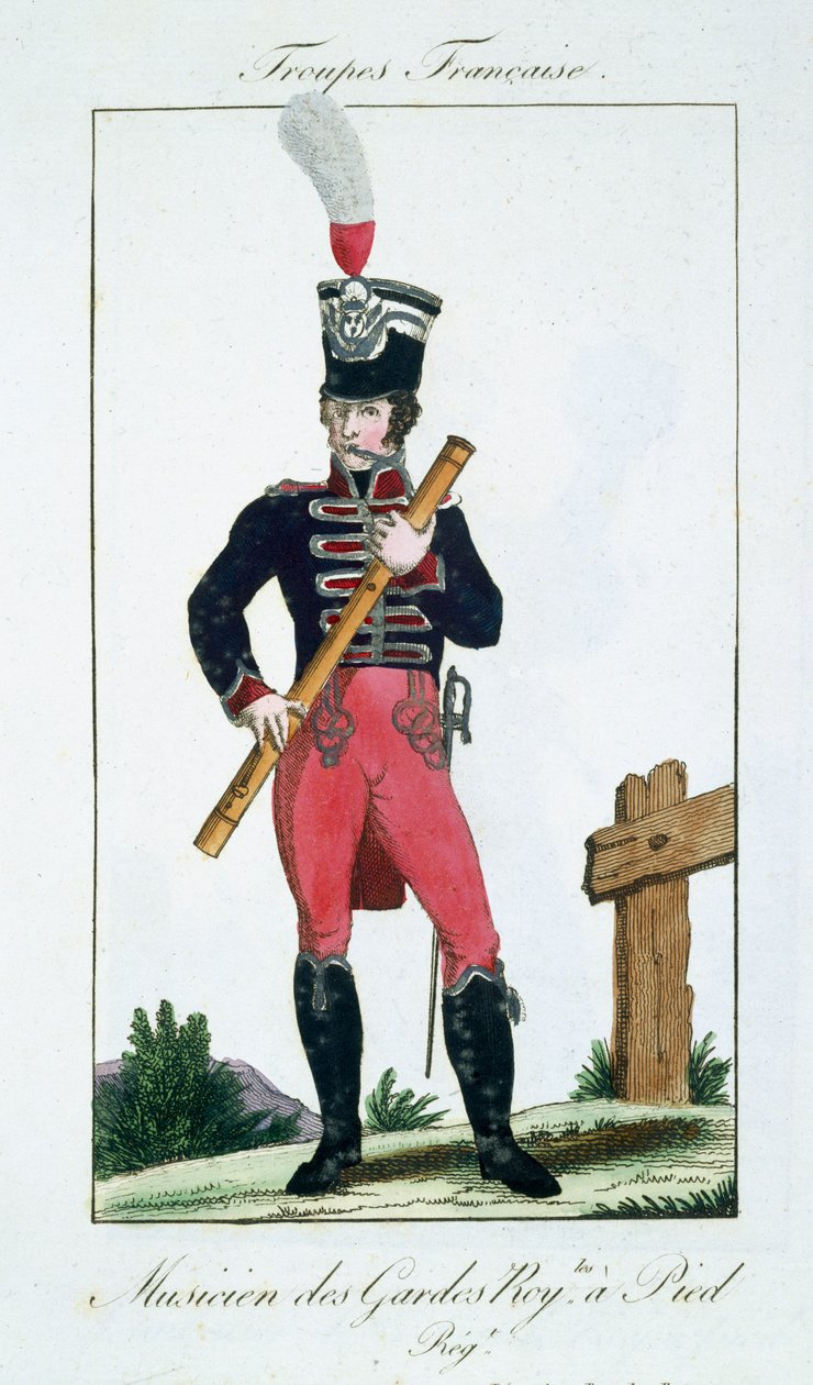 Muzyk Piechoty Królewskiej, z Troupes Francaises, wyd. w Basset, Paryż, c.1790 autorstwa French School