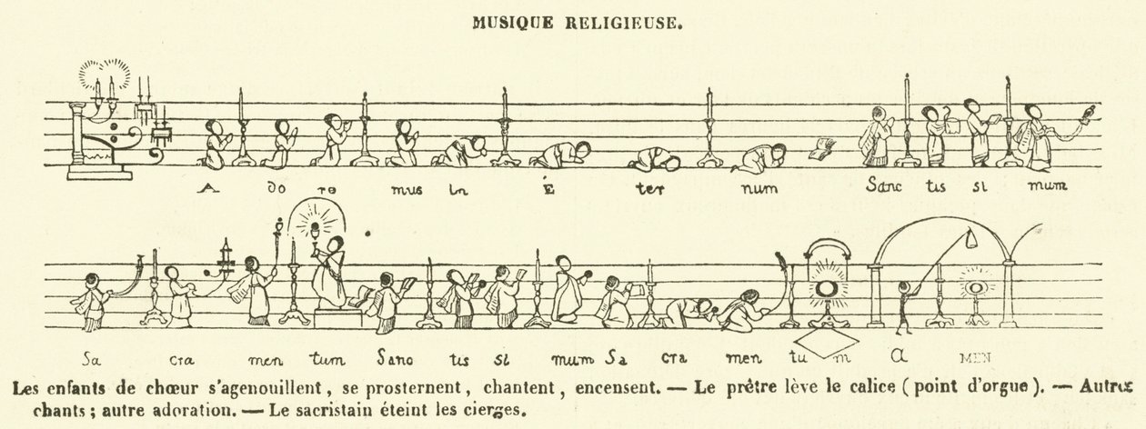 Muzyka religijna (grawerowanie) autorstwa French School
