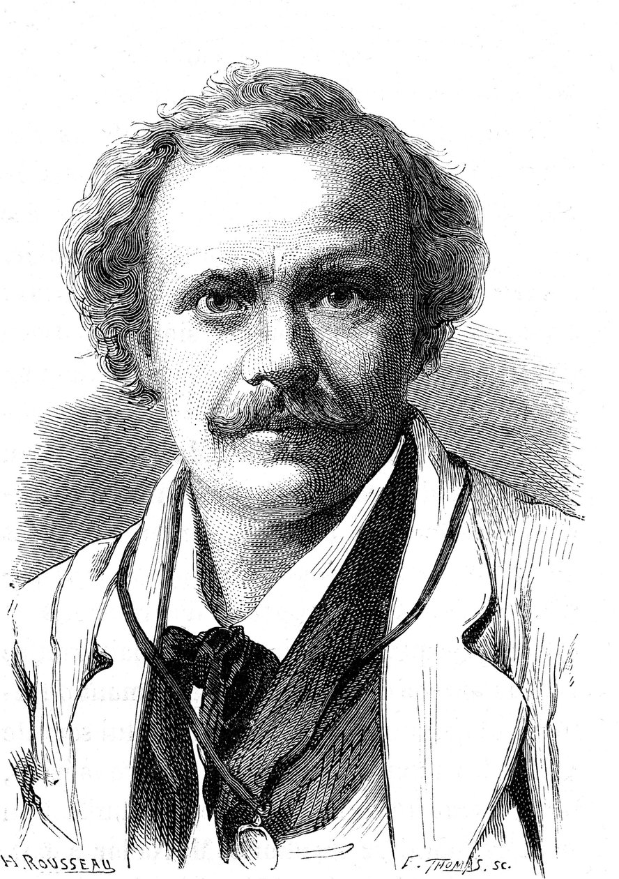 NADAR (Gaspard Felix TOURNACHON) (1820-1910), francuski pisarz, rysownik, aeronauta i fotograf. Grawerowanie 1867 autorstwa French School