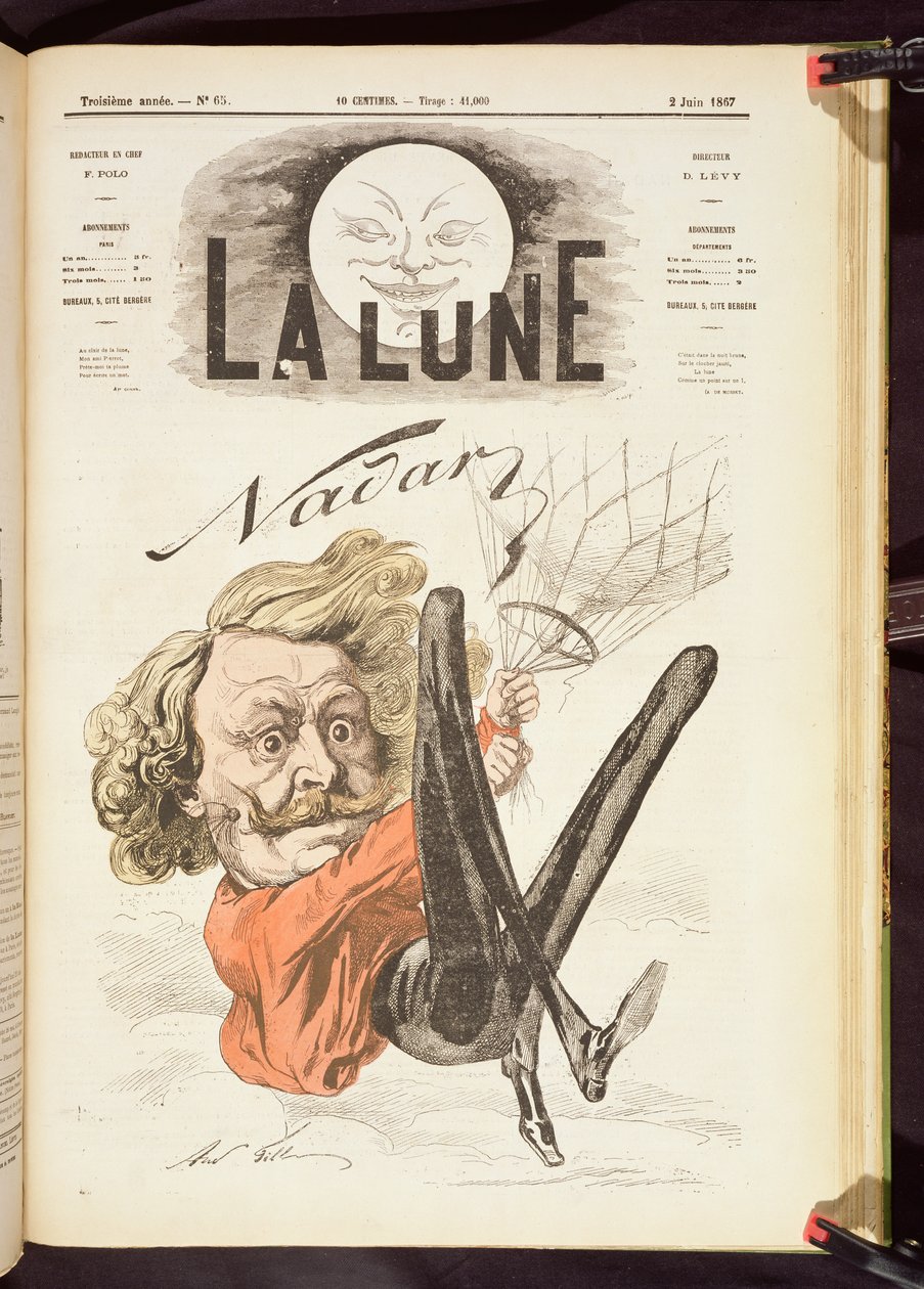 Nadar (1820-1910) strona tytułowa La Lune, opublikowanej w czerwcu 1867 autorstwa French School