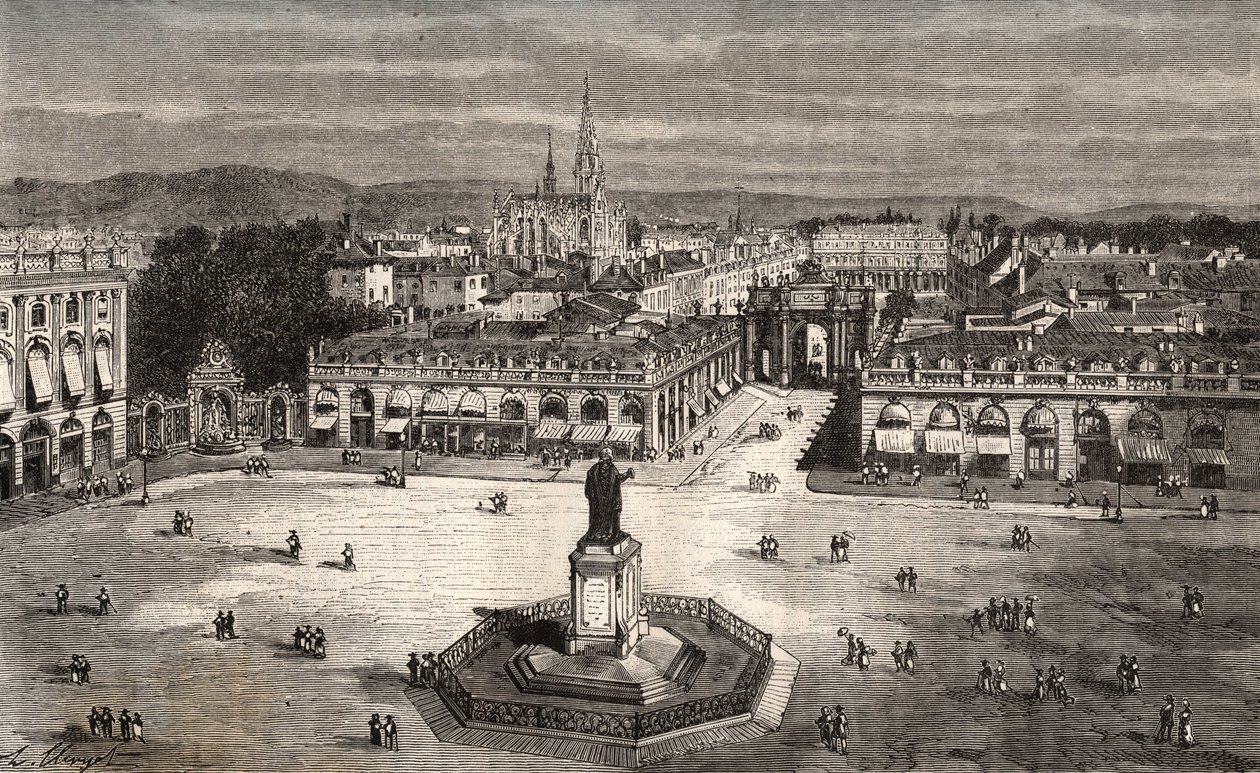 Nancy - Meurthe-et-Moselle - grawer w „La France illustrée: geografia, historia, administracja statystyczna” autorstwa V.A. Malt-Browna. 1884 autorstwa French School