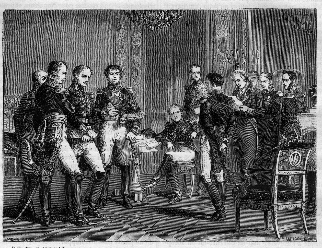 Napoleon Bonaparte - pierwsza abdykacja Napoleona w 1814 r. - Czytanie w obecności Napoleona listu Pierre