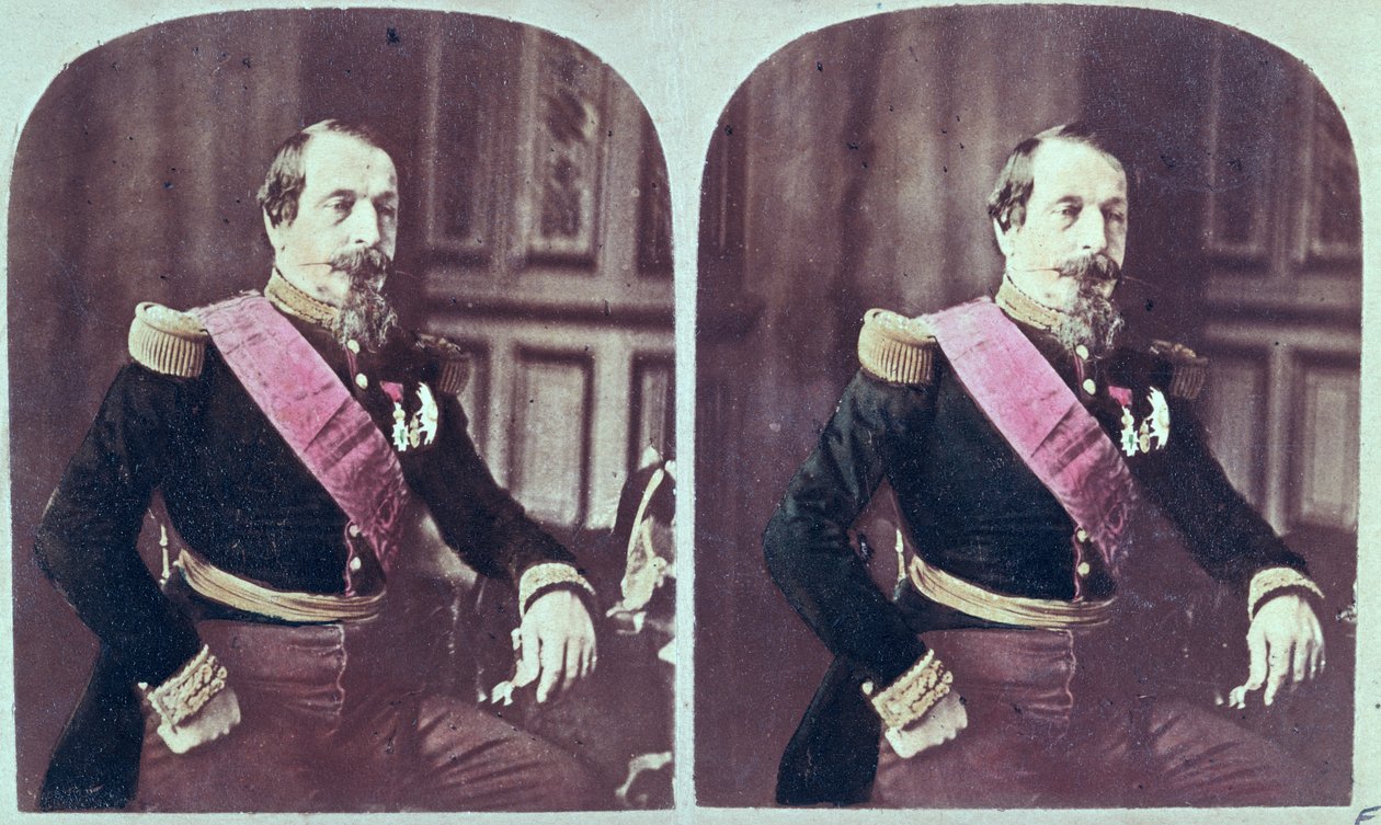 Napoleon III (1808-73), ok.1860, kolorowe zdjęcie stereoskopowe wykonane w latach 1860-1870 autorstwa French School