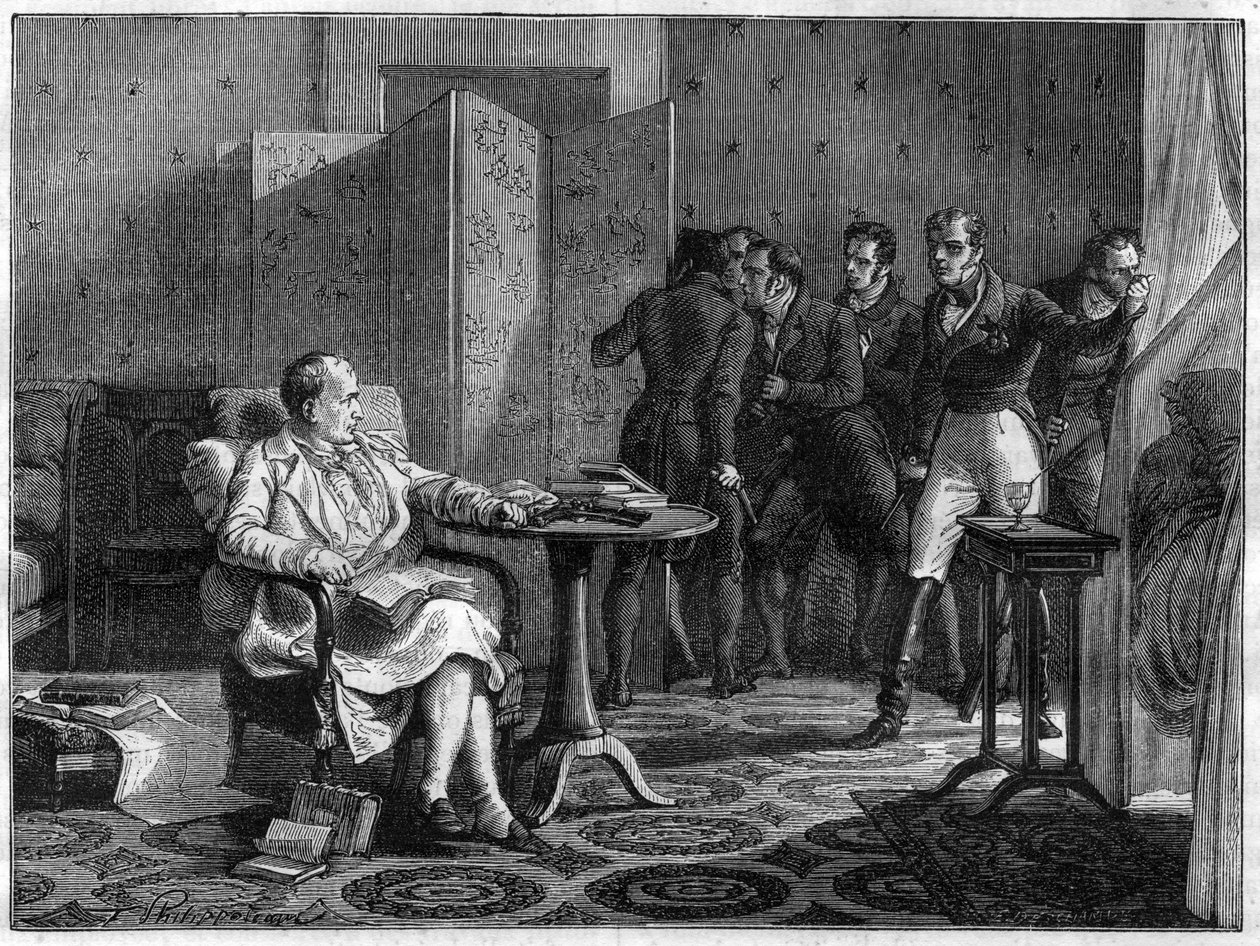 Napoleon I do Sainte-Helene (Świętej Heleny) w październiku 1818 r. postanowił przeciwstawić się z bronią w ręku próbie wyważenia drzwi przez Hudsona Lowe