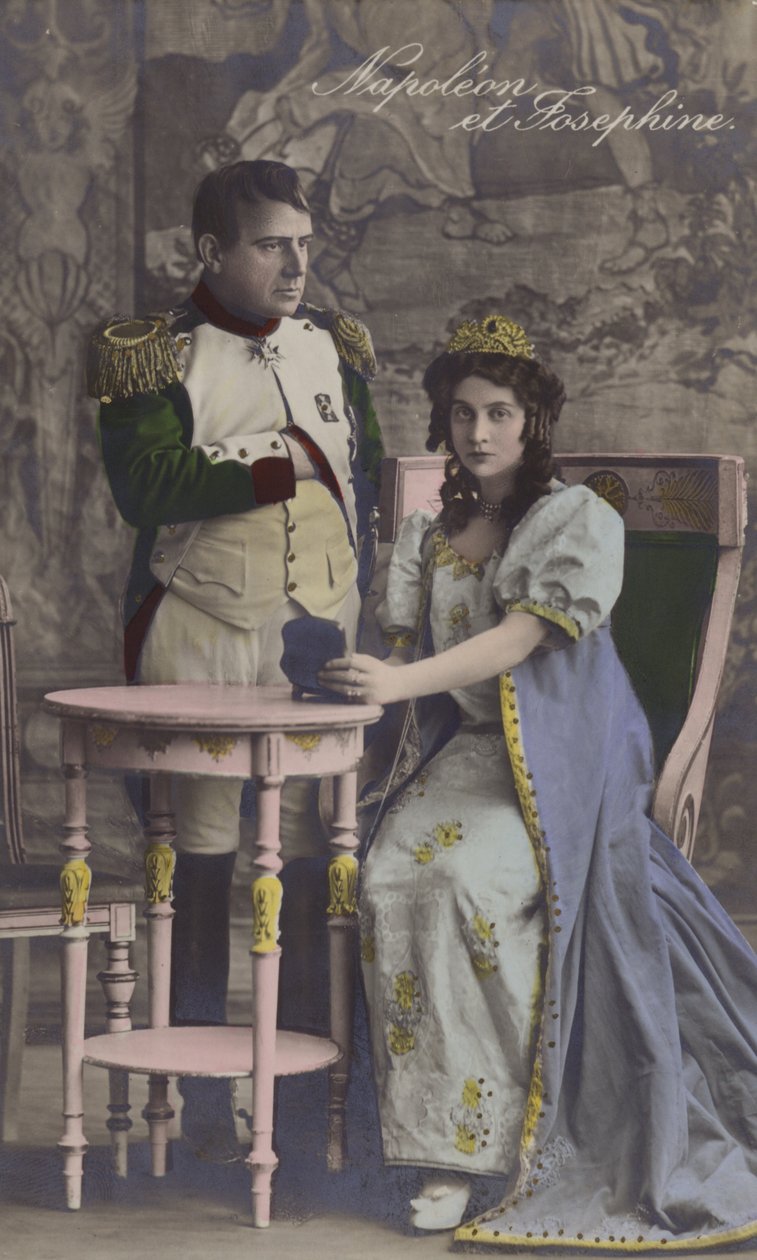 Napoleon i Józefina (kolorowa litografia) autorstwa French School