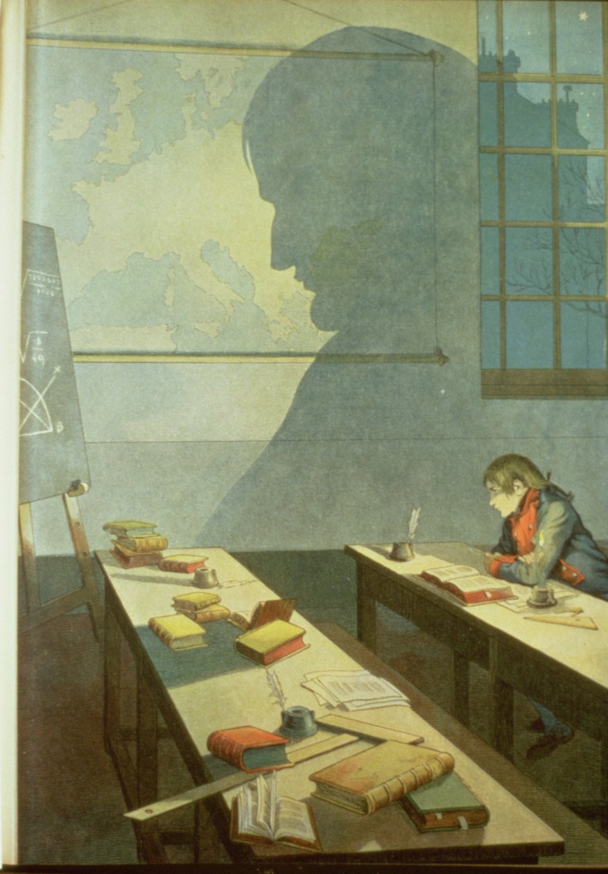 Napoleon jako uczeń, ilustracja z "Bonaparte" autorstwa G. Montorgneil 1910 (litografia) autorstwa French School