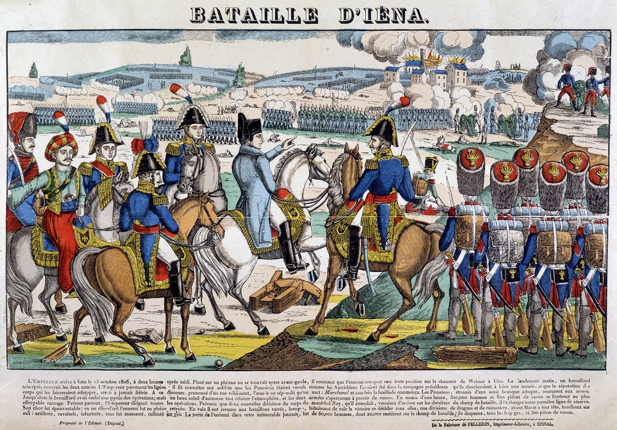 Napoleon w bitwie pod Jeną (13.10.1806) - wizerunek Epinal autorstwa French School