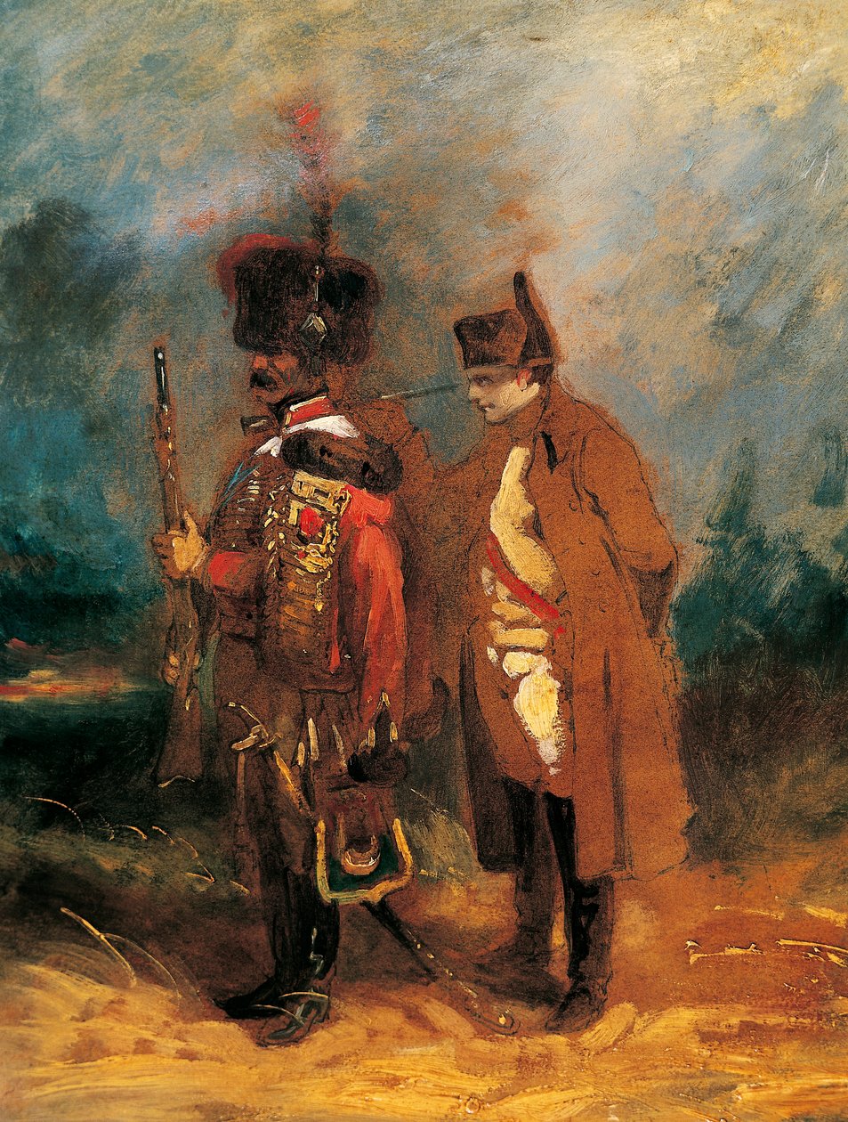 Napoleon podczas obrony Francji w 1814 r. (olej na płótnie) autorstwa French School