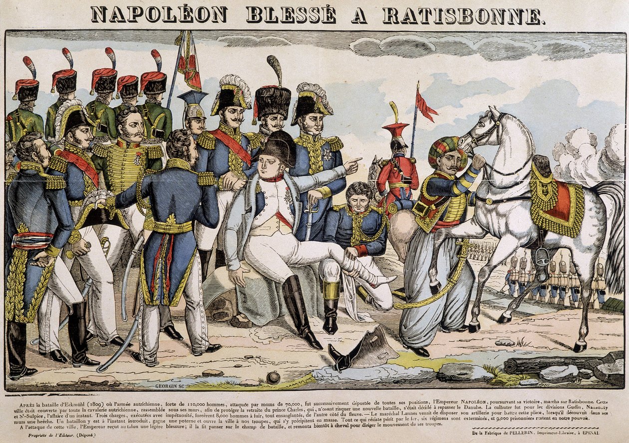 Napoleon ranny w Ratyzbonie - wizerunek Epinal autorstwa French School