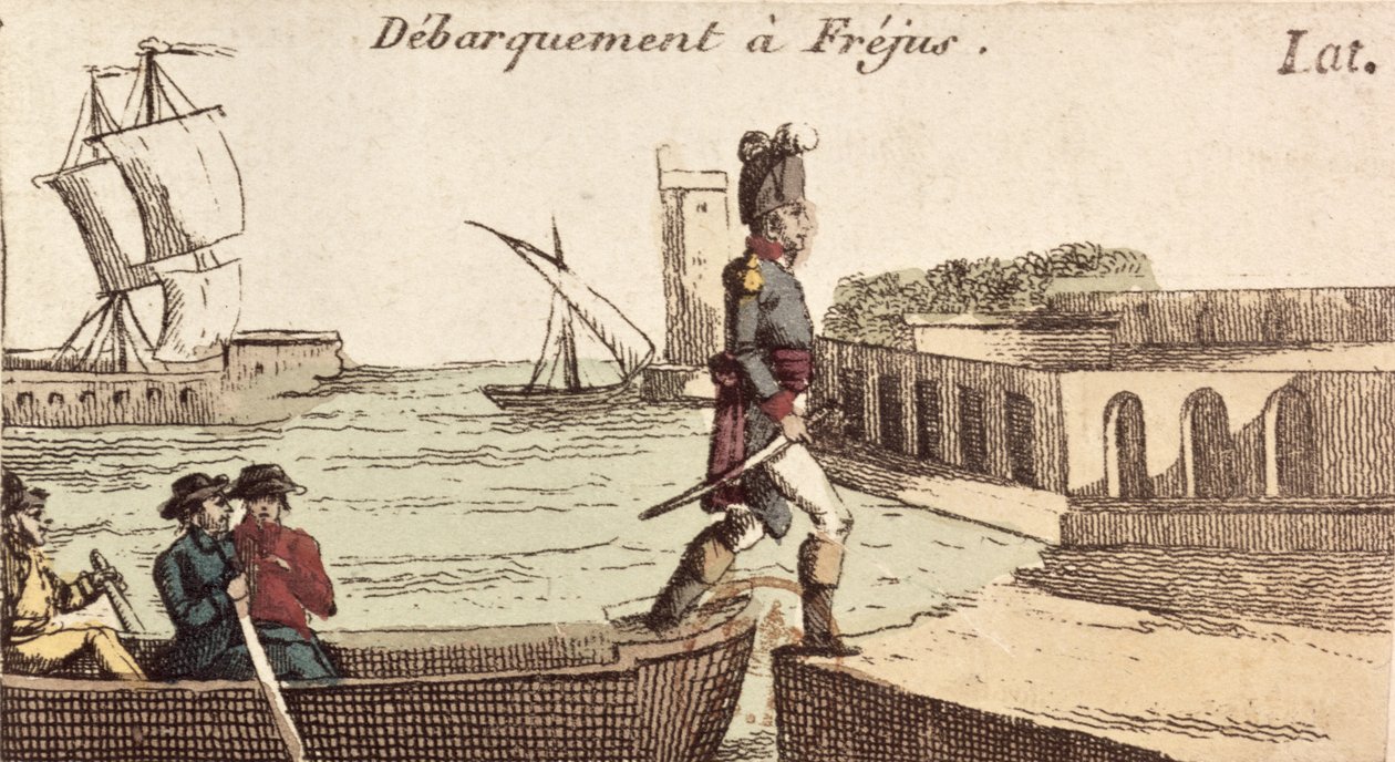 Przybycie Napoleona do Frejus po powrocie z kampanii egipskiej, 9 października 1799 r autorstwa French School